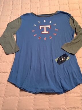 Texas Rangers Blue & Gray Raglan Sleeve Women's Top